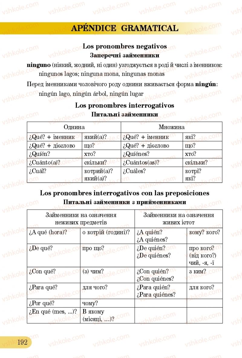 Страница 192 | Підручник Іспанська мова 5 клас В.Г. Редько, В.І. Береславська 2013 5 рік навчання