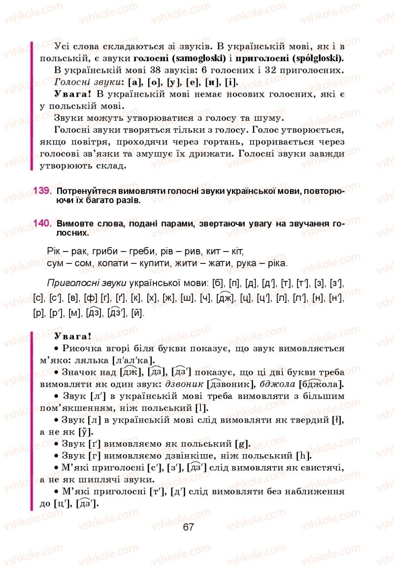 Страница 67 | Підручник Українська мова 5 клас Н.М. Тушніцка, М.Б. Пилип 2013