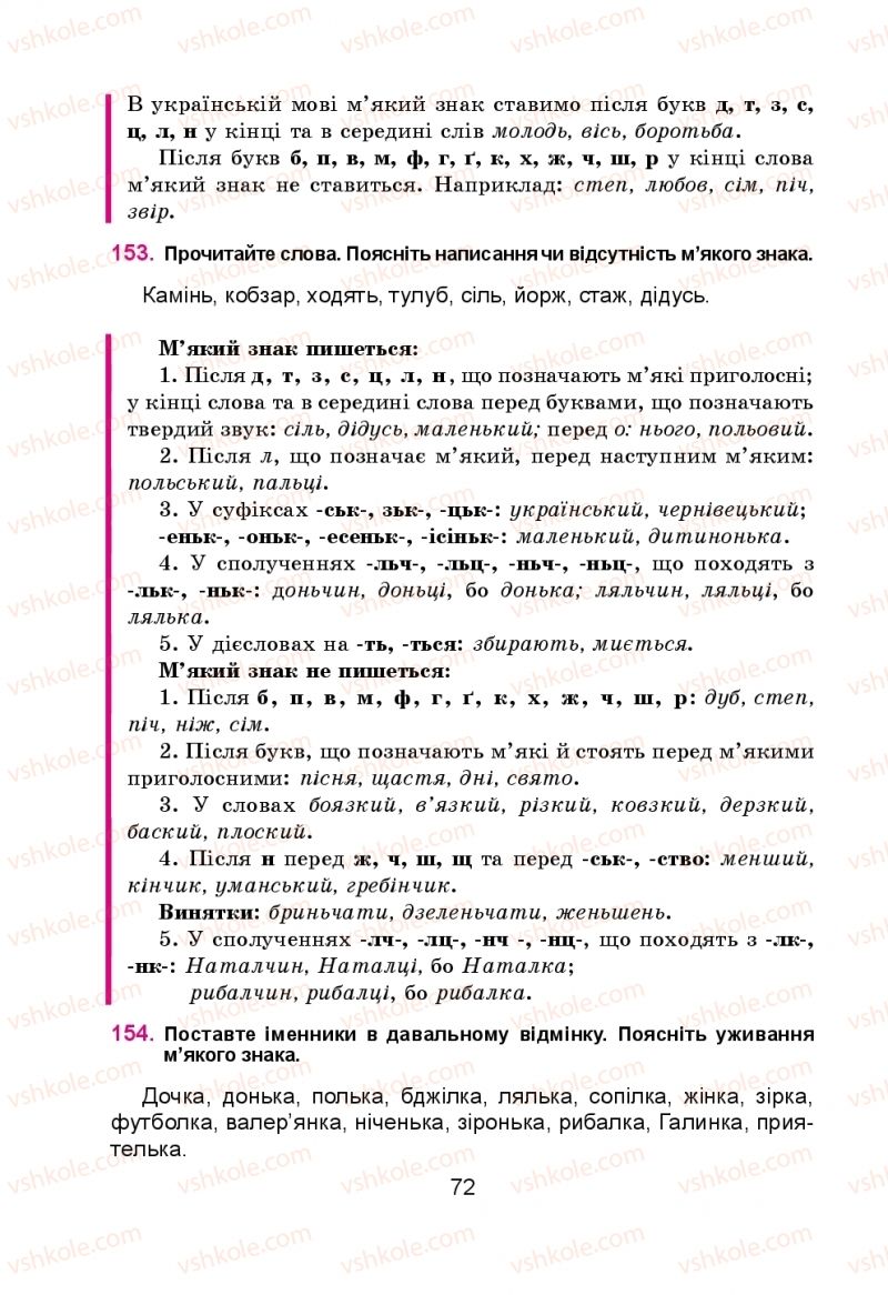 Страница 72 | Підручник Українська мова 5 клас Н.М. Тушніцка, М.Б. Пилип 2013