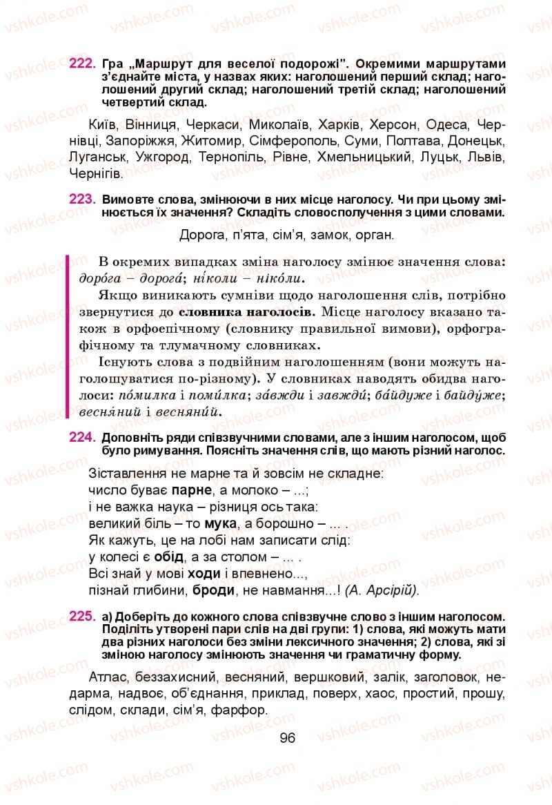 Страница 96 | Підручник Українська мова 5 клас Н.М. Тушніцка, М.Б. Пилип 2013
