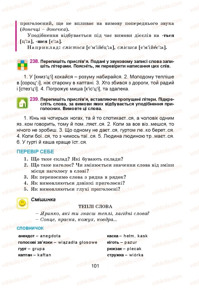 Страница 101 | Підручник Українська мова 5 клас Н.М. Тушніцка, М.Б. Пилип 2013