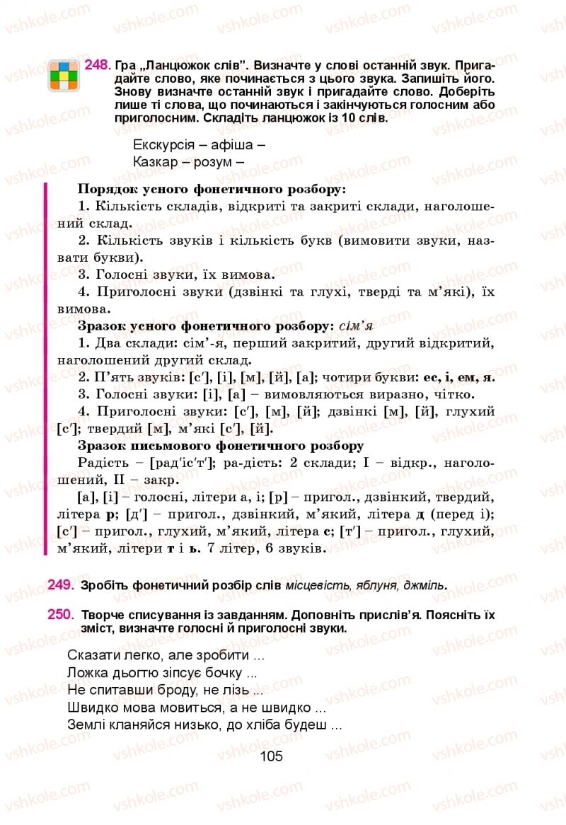 Страница 105 | Підручник Українська мова 5 клас Н.М. Тушніцка, М.Б. Пилип 2013