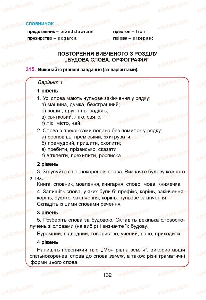 Страница 132 | Підручник Українська мова 5 клас Н.М. Тушніцка, М.Б. Пилип 2013