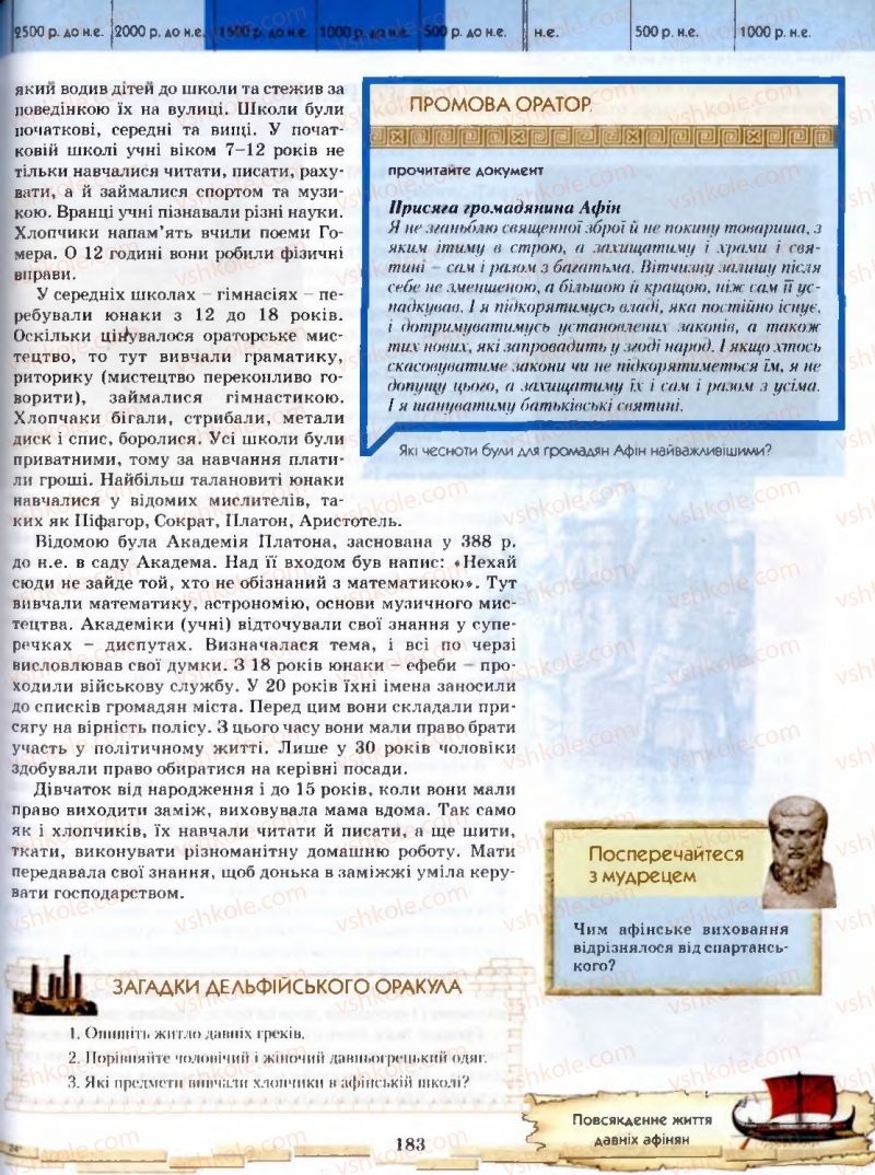 Страница 183 | Підручник Історія 6 клас О.І. Бонь, О.Л. Іваню 2005