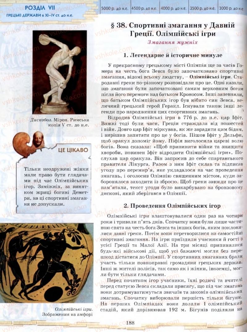 Страница 188 | Підручник Історія 6 клас О.І. Бонь, О.Л. Іваню 2005