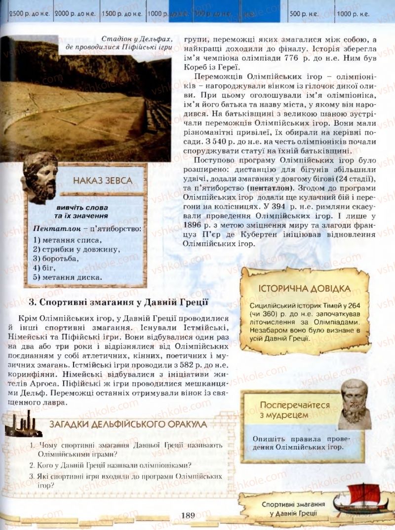 Страница 189 | Підручник Історія 6 клас О.І. Бонь, О.Л. Іваню 2005