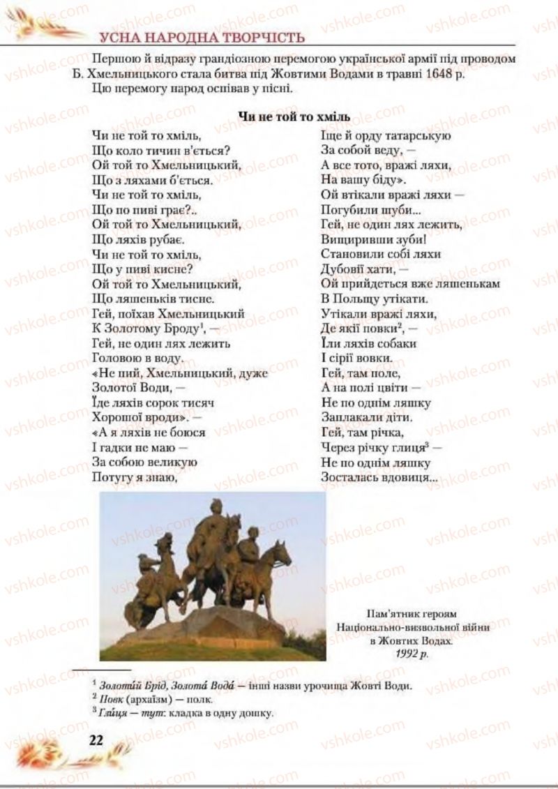 Страница 22 | Підручник Українська література 8 клас В.І. Пахаренко, Н.А. Коваль 2016
