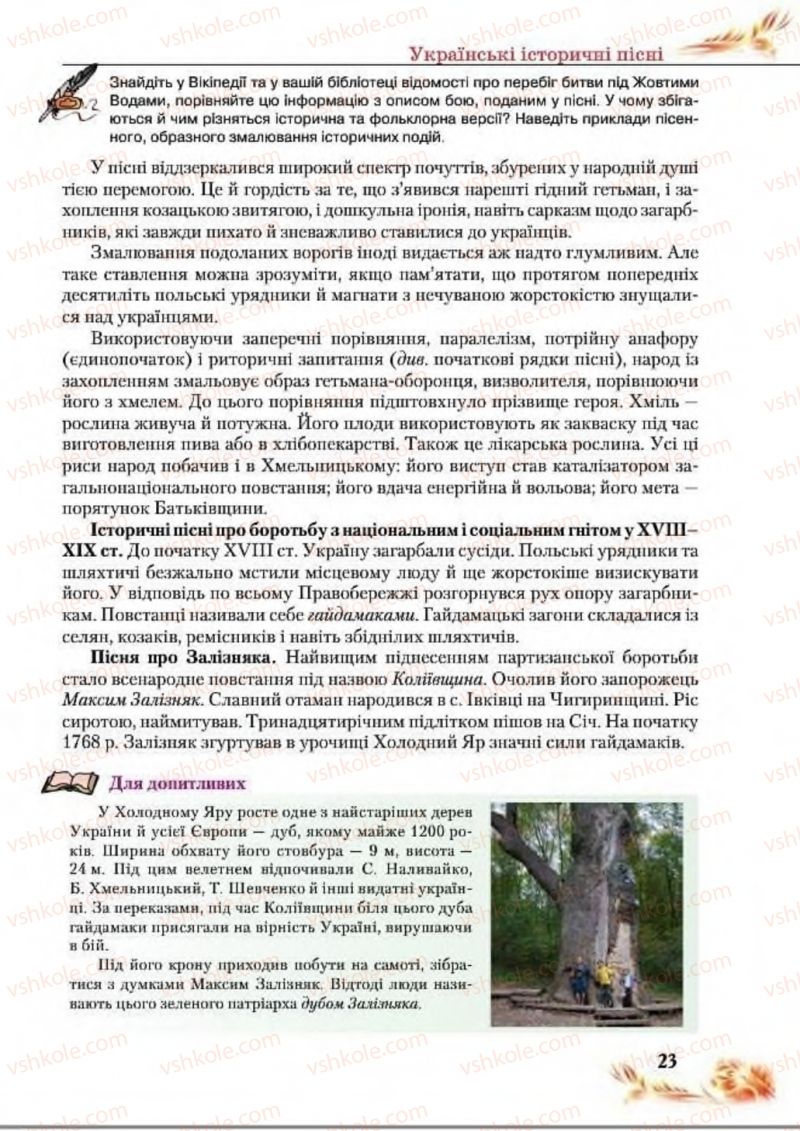 Страница 23 | Підручник Українська література 8 клас В.І. Пахаренко, Н.А. Коваль 2016