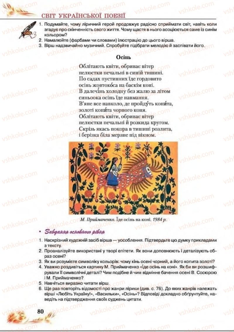 Страница 80 | Підручник Українська література 8 клас В.І. Пахаренко, Н.А. Коваль 2016