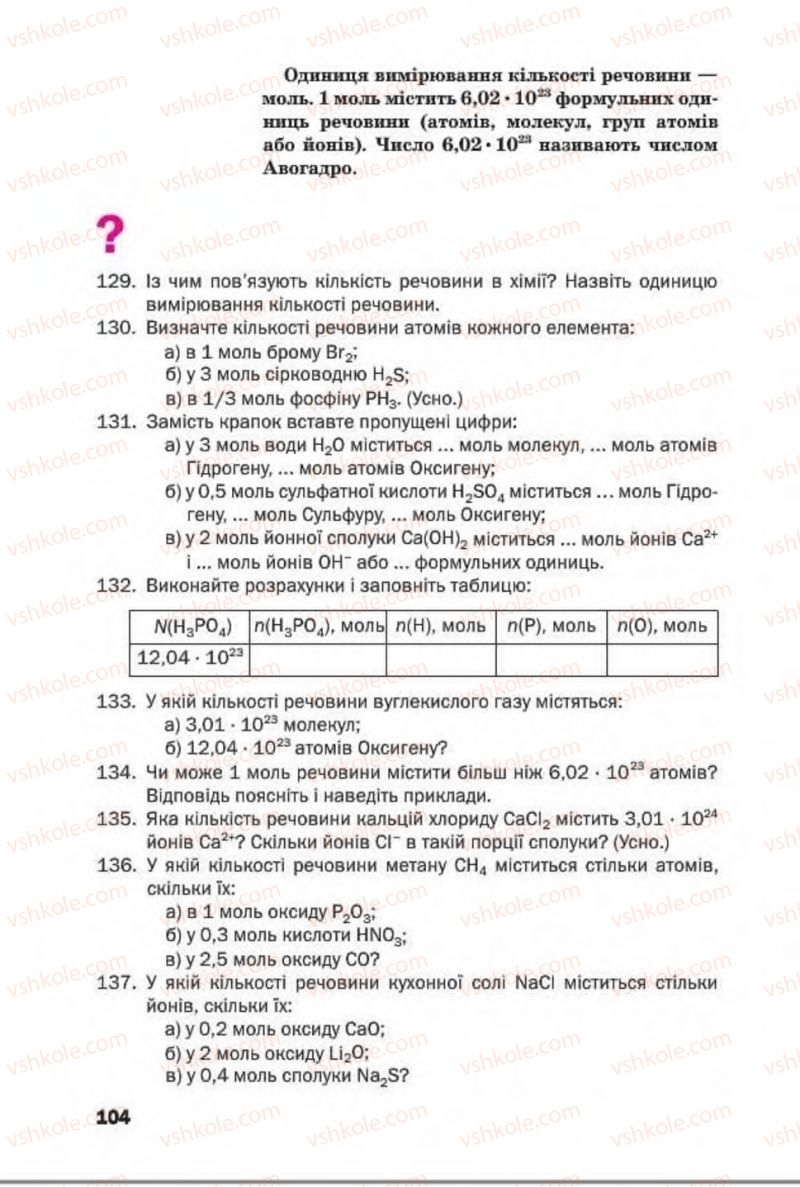 Страница 104 | Підручник Хімія 8 клас П.П. Попель, Л.С. Крикля 2016