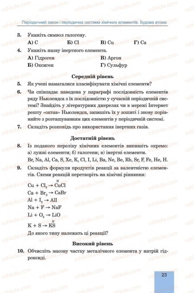 Страница 23 | Підручник Хімія 8 клас Л.С. Дячук, М.М. Гладюк 2016