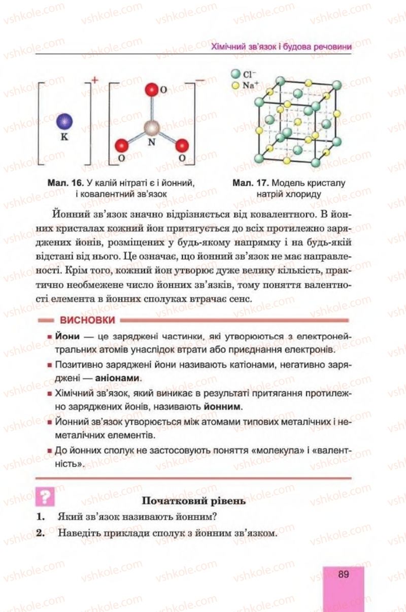 Страница 89 | Підручник Хімія 8 клас Л.С. Дячук, М.М. Гладюк 2016
