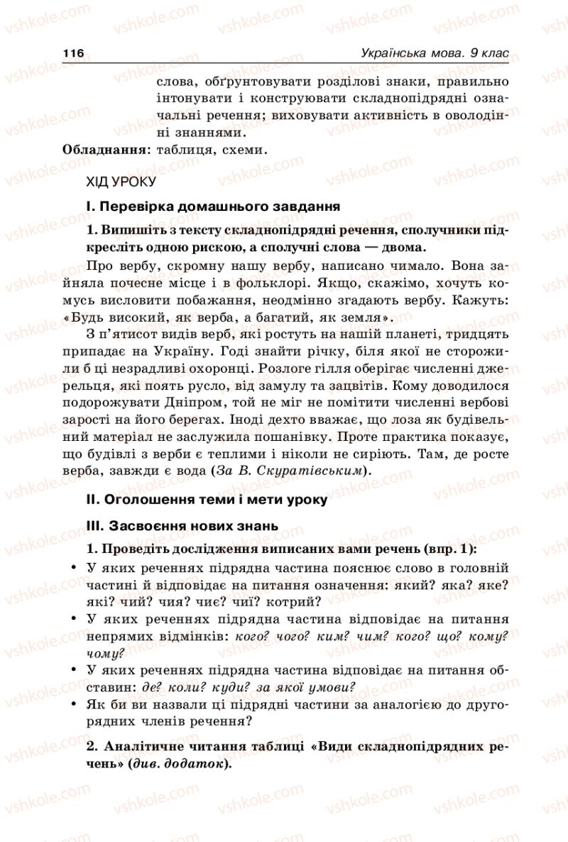 Страница 116 | Підручник Українська мова 9 клас В.І. Тихоша 2009
