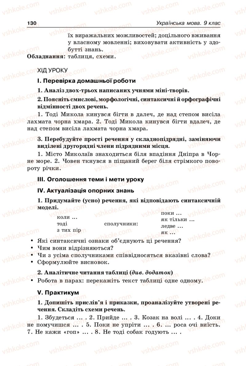 Страница 130 | Підручник Українська мова 9 клас В.І. Тихоша 2009