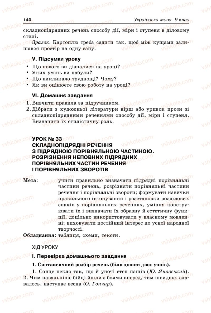 Страница 140 | Підручник Українська мова 9 клас В.І. Тихоша 2009