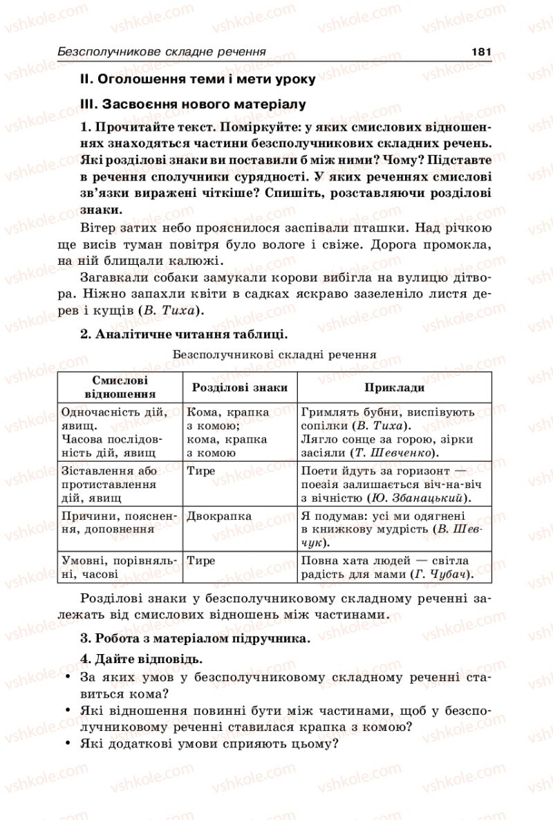 Страница 181 | Підручник Українська мова 9 клас В.І. Тихоша 2009