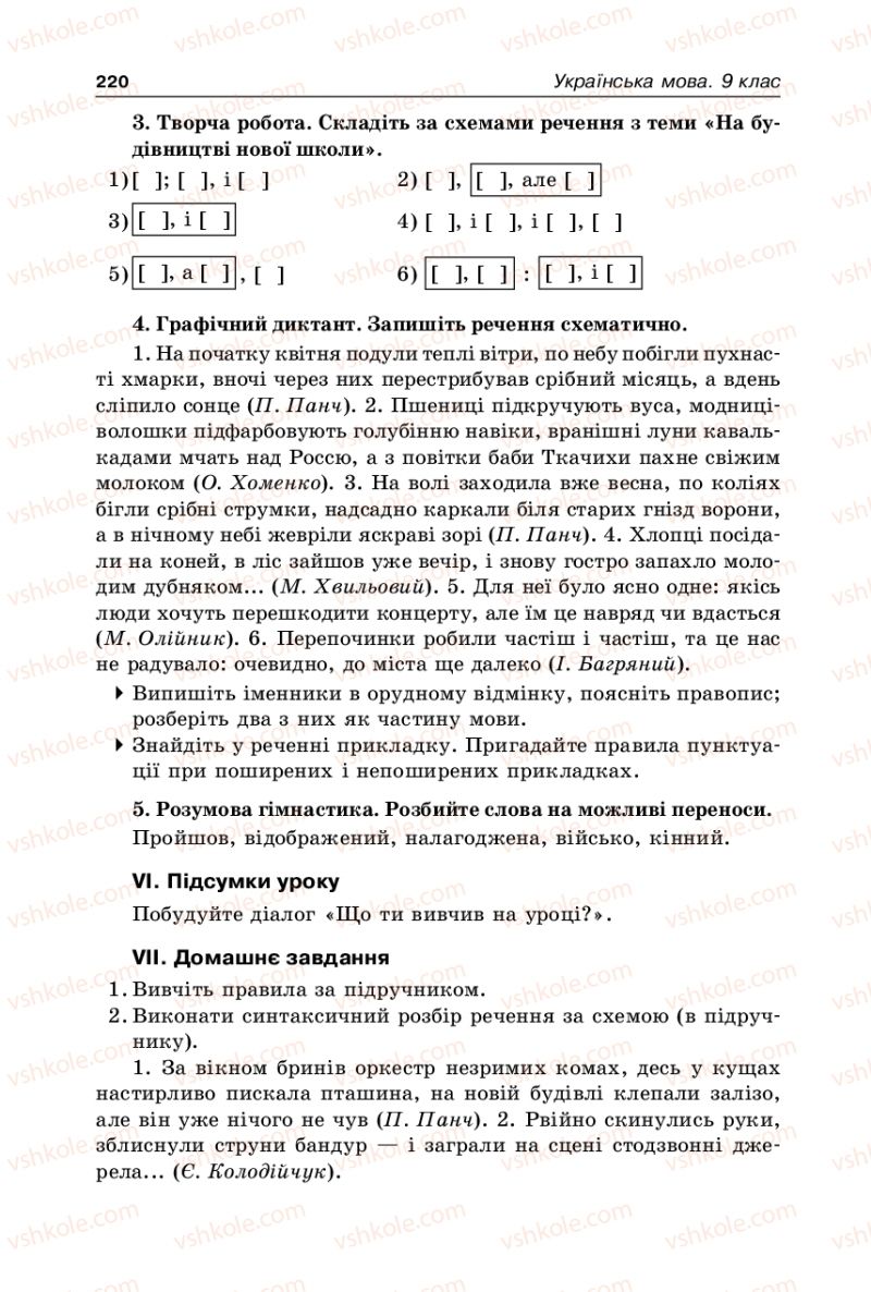 Страница 220 | Підручник Українська мова 9 клас В.І. Тихоша 2009