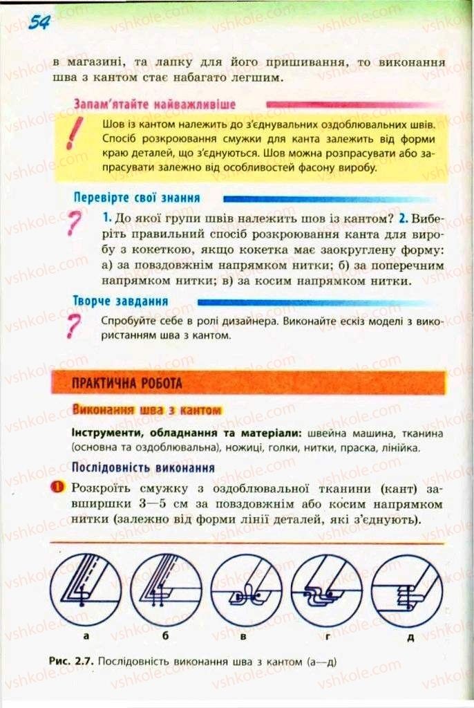 Страница 54 | Підручник Трудове навчання 9 клас С.І. Богданова 2009 Обслуговуючі види праці