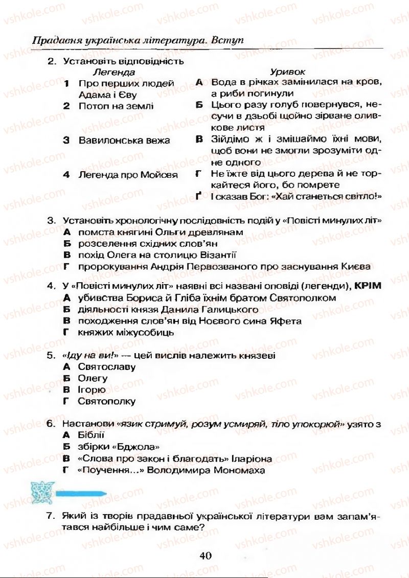 Страница 40 | Підручник Українська література 9 клас О.М. Авраменко 2009