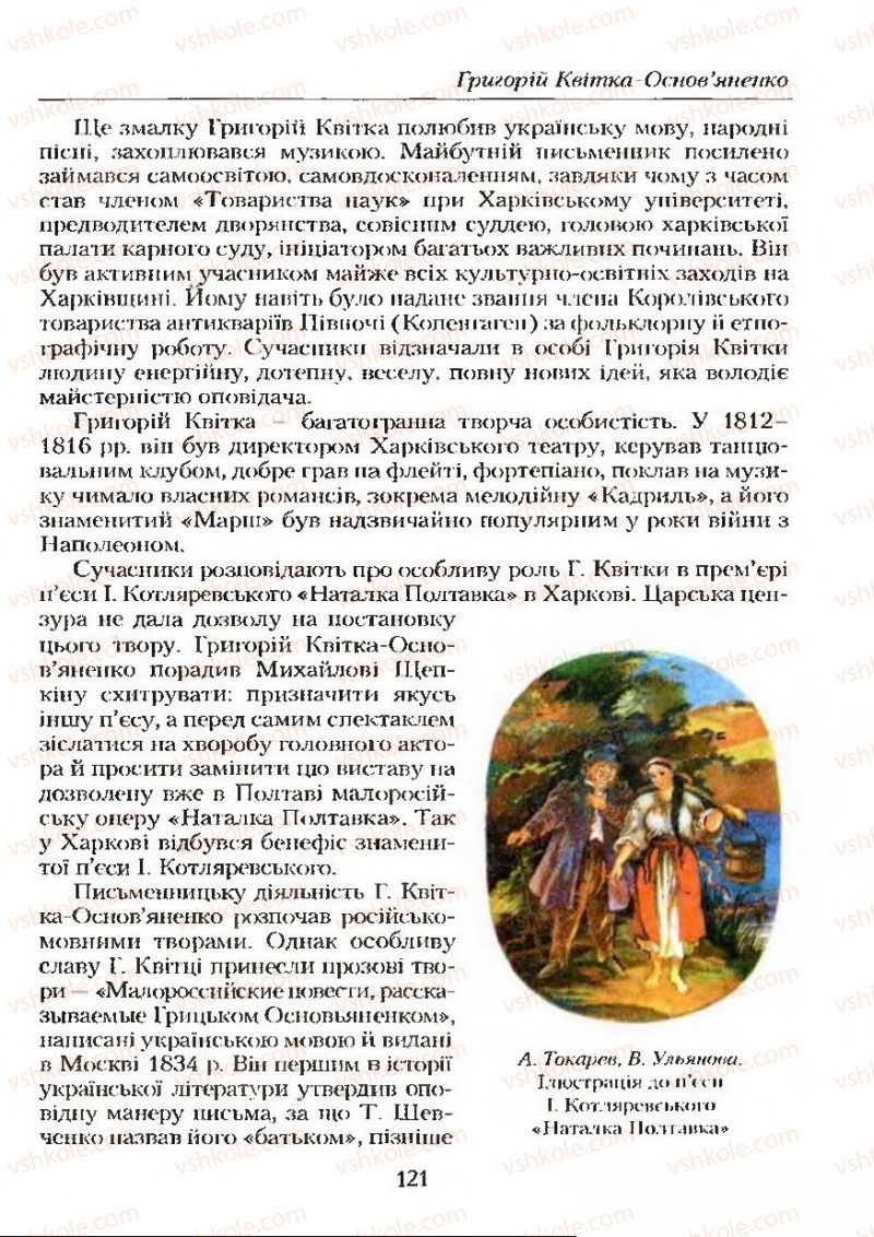 Страница 121 | Підручник Українська література 9 клас О.М. Авраменко 2009