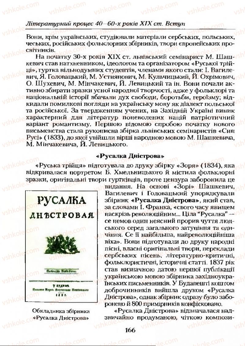 Страница 166 | Підручник Українська література 9 клас О.М. Авраменко 2009