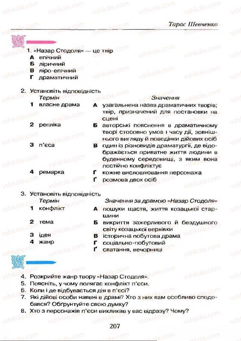 Страница 207 | Підручник Українська література 9 клас О.М. Авраменко 2009