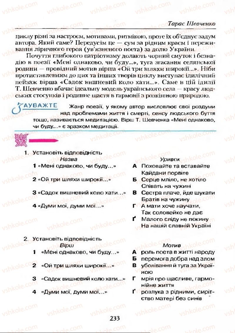 Страница 233 | Підручник Українська література 9 клас О.М. Авраменко 2009