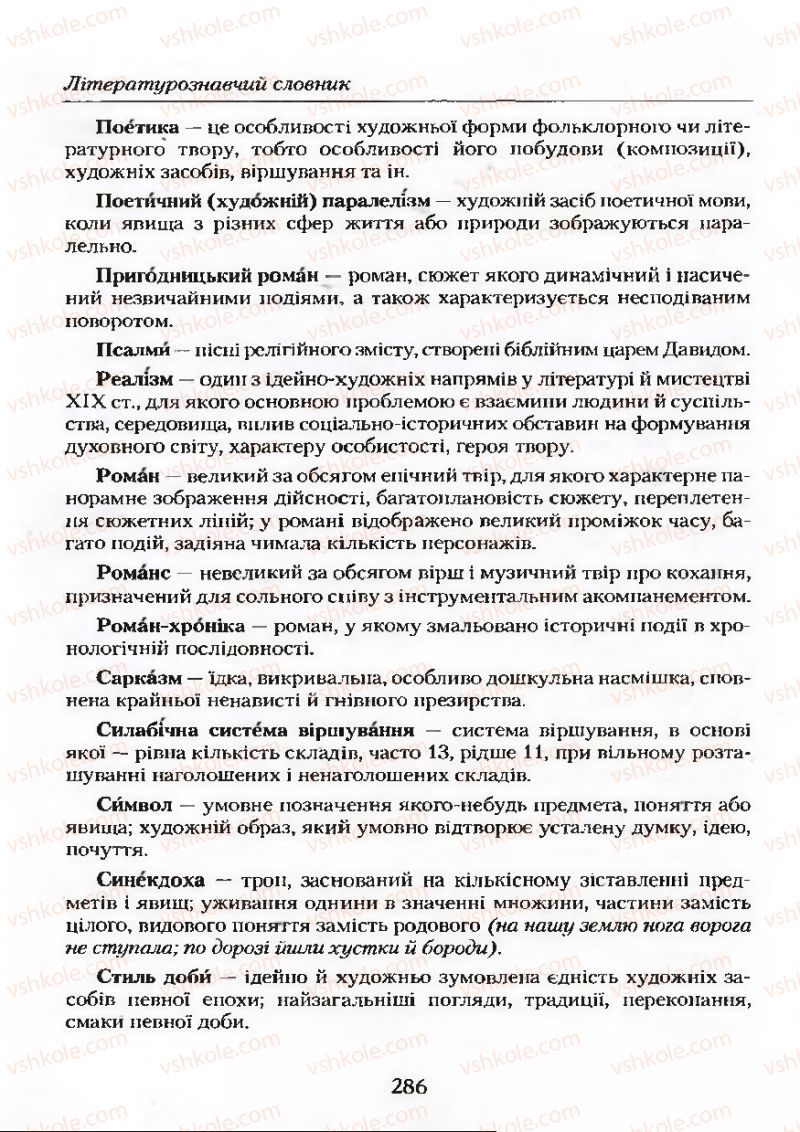 Страница 286 | Підручник Українська література 9 клас О.М. Авраменко 2009