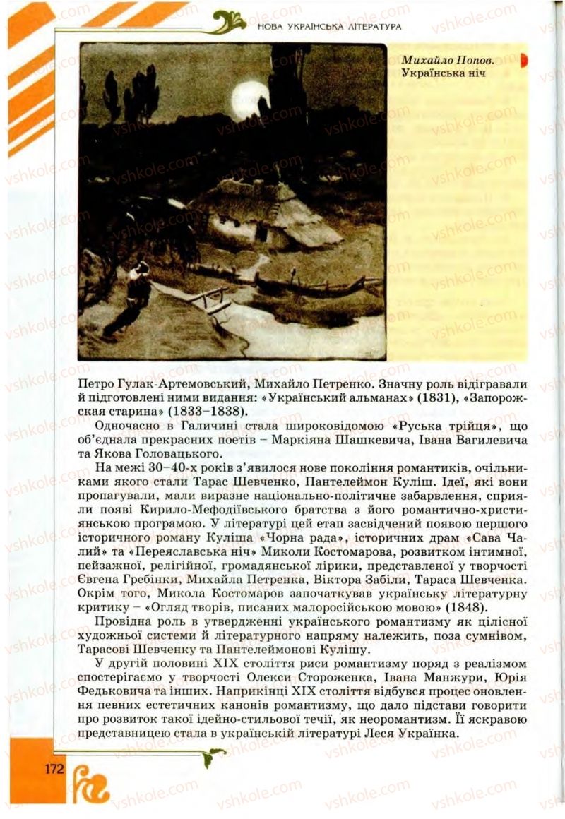Страница 172 | Підручник Українська література 9 клас О.І. Міщенко 2009