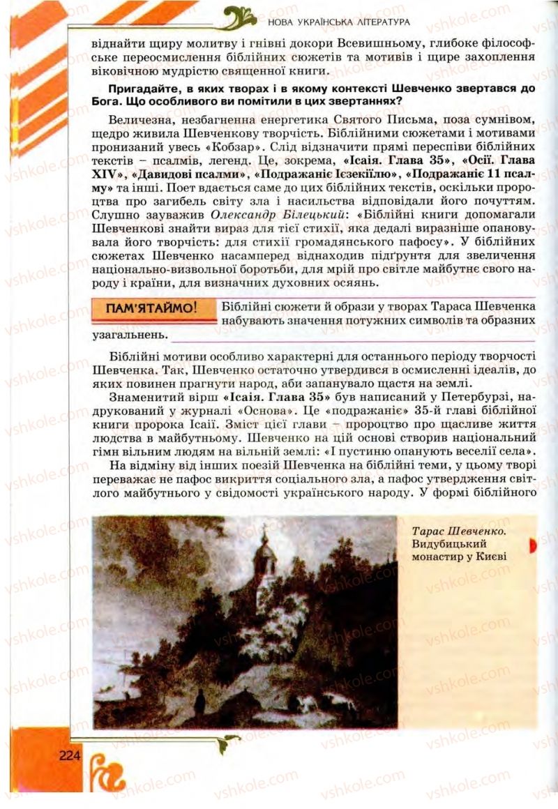 Страница 224 | Підручник Українська література 9 клас О.І. Міщенко 2009