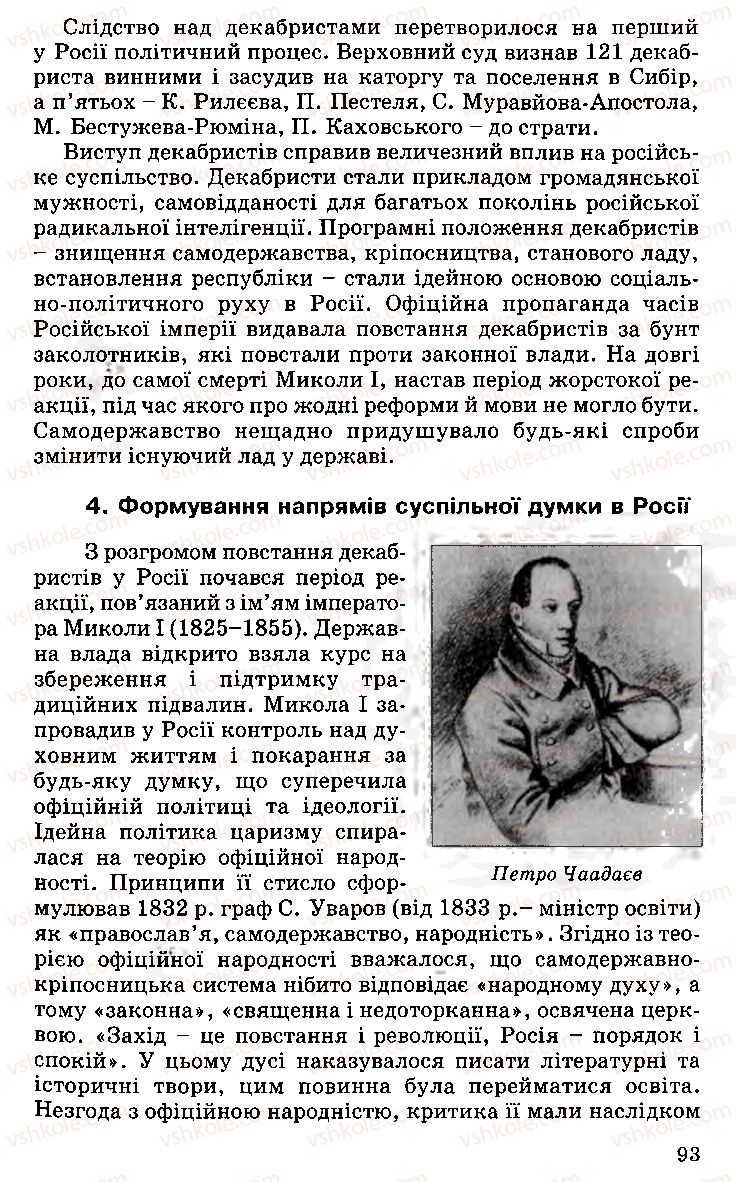 Страница 93 | Підручник Історія України 9 клас С.В. Білоножко, І.М. Бірюльов, О.Р. Давлєтов 2001