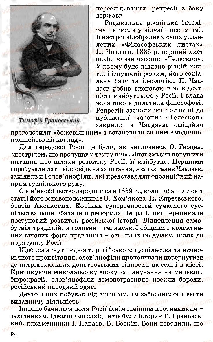 Страница 94 | Підручник Історія України 9 клас С.В. Білоножко, І.М. Бірюльов, О.Р. Давлєтов 2001