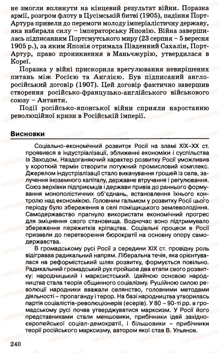 Страница 240 | Підручник Історія України 9 клас С.В. Білоножко, І.М. Бірюльов, О.Р. Давлєтов 2001
