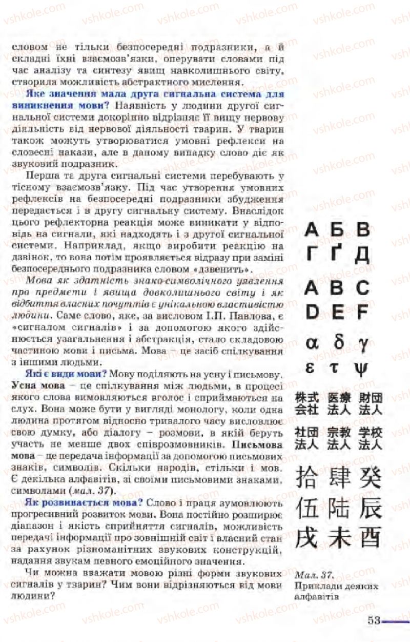 Страница 53 | Підручник Біологія 9 клас М.Н. Шабатура, Н.Ю. Матяш, В.О. Мотузний 2004