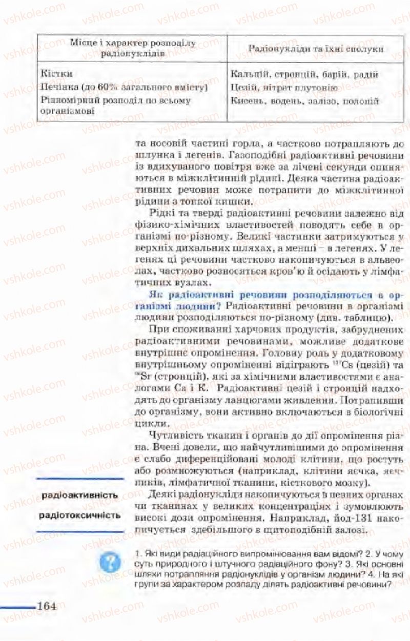 Страница 164 | Підручник Біологія 9 клас М.Н. Шабатура, Н.Ю. Матяш, В.О. Мотузний 2004