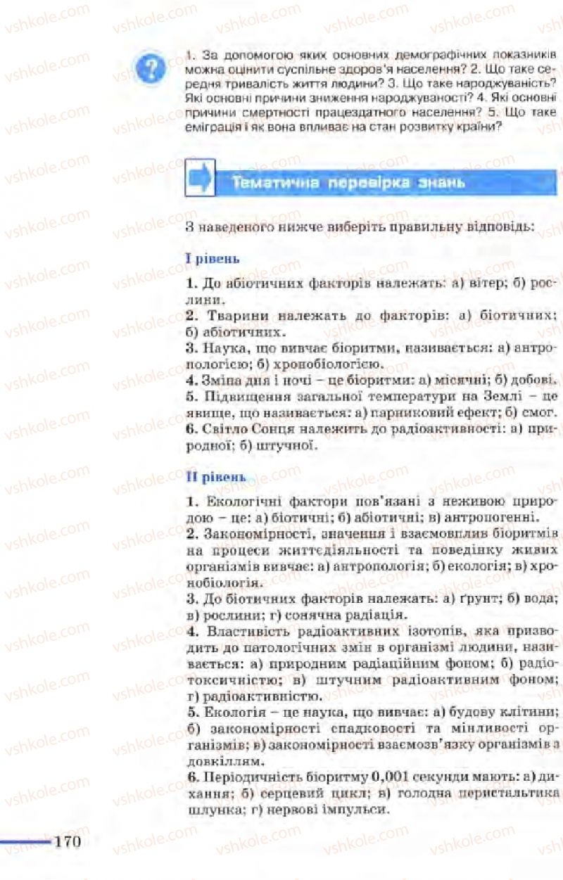 Страница 170 | Підручник Біологія 9 клас М.Н. Шабатура, Н.Ю. Матяш, В.О. Мотузний 2004