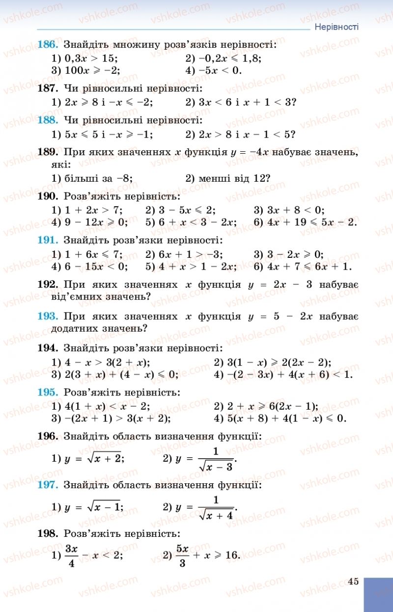 Страница 45 | Підручник Алгебра 9 клас О.С. Істер 2017