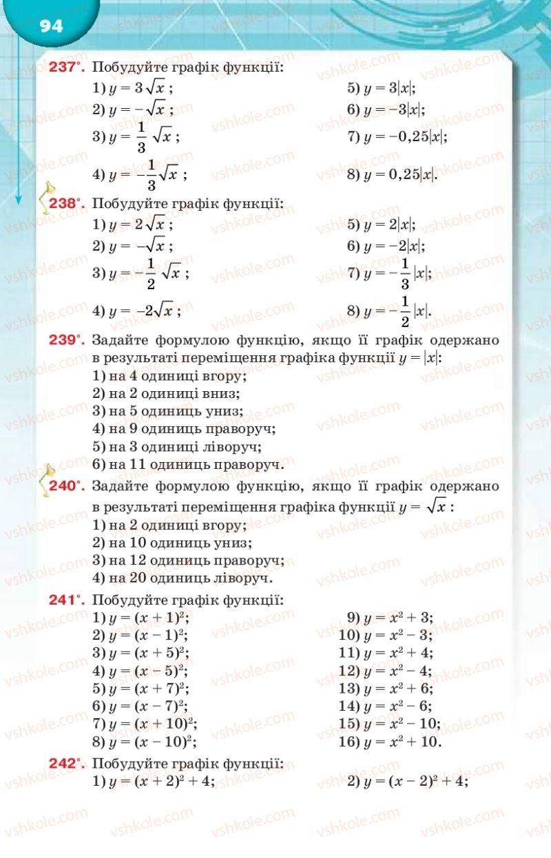 Страница 94 | Підручник Алгебра 9 клас Н.А. Тарасенкова, І.М. Богатирьова, О.М. Коломієць 2017