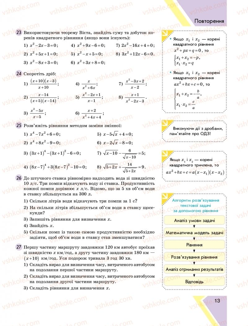 Страница 13 | Підручник Алгебра 9 клас Н.С. Прокопенко, Ю.О. Захарійченко, Н.Л. Кінащук 2017