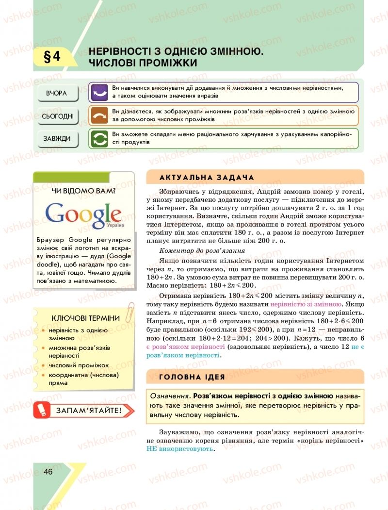 Страница 46 | Підручник Алгебра 9 клас Н.С. Прокопенко, Ю.О. Захарійченко, Н.Л. Кінащук 2017
