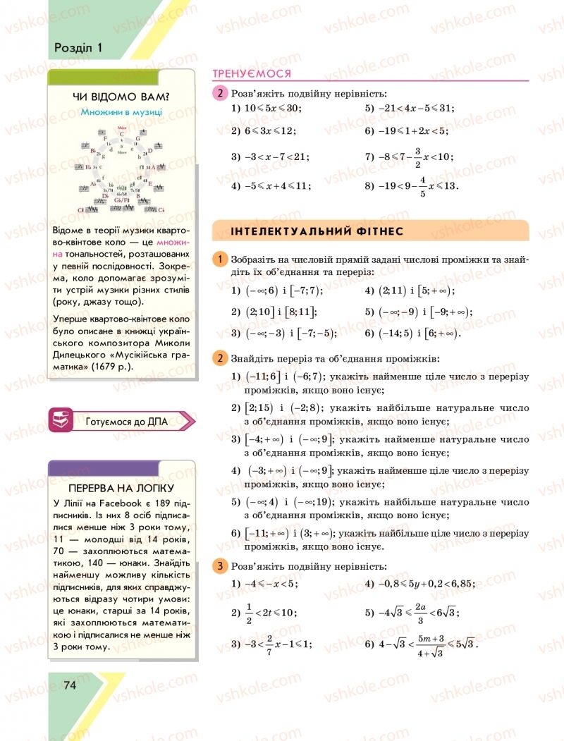 Страница 74 | Підручник Алгебра 9 клас Н.С. Прокопенко, Ю.О. Захарійченко, Н.Л. Кінащук 2017