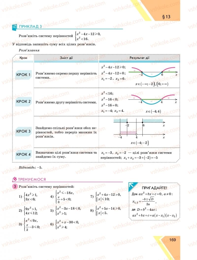 Страница 169 | Підручник Алгебра 9 клас Н.С. Прокопенко, Ю.О. Захарійченко, Н.Л. Кінащук 2017