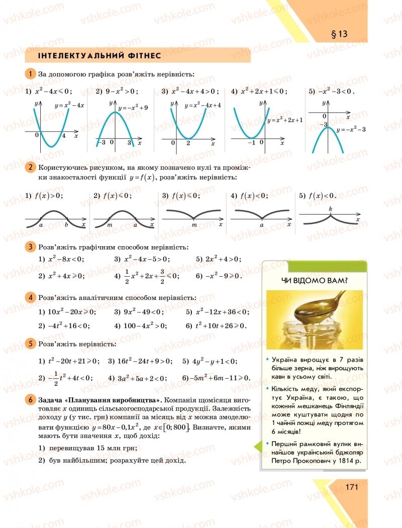 Страница 171 | Підручник Алгебра 9 клас Н.С. Прокопенко, Ю.О. Захарійченко, Н.Л. Кінащук 2017