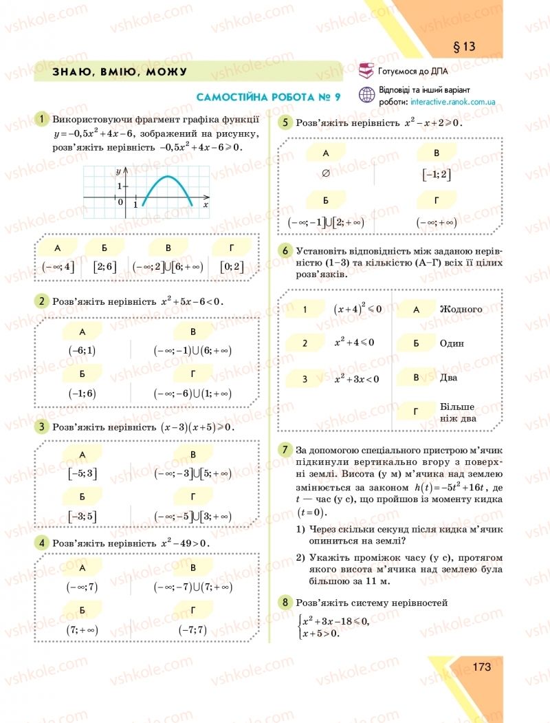 Страница 173 | Підручник Алгебра 9 клас Н.С. Прокопенко, Ю.О. Захарійченко, Н.Л. Кінащук 2017