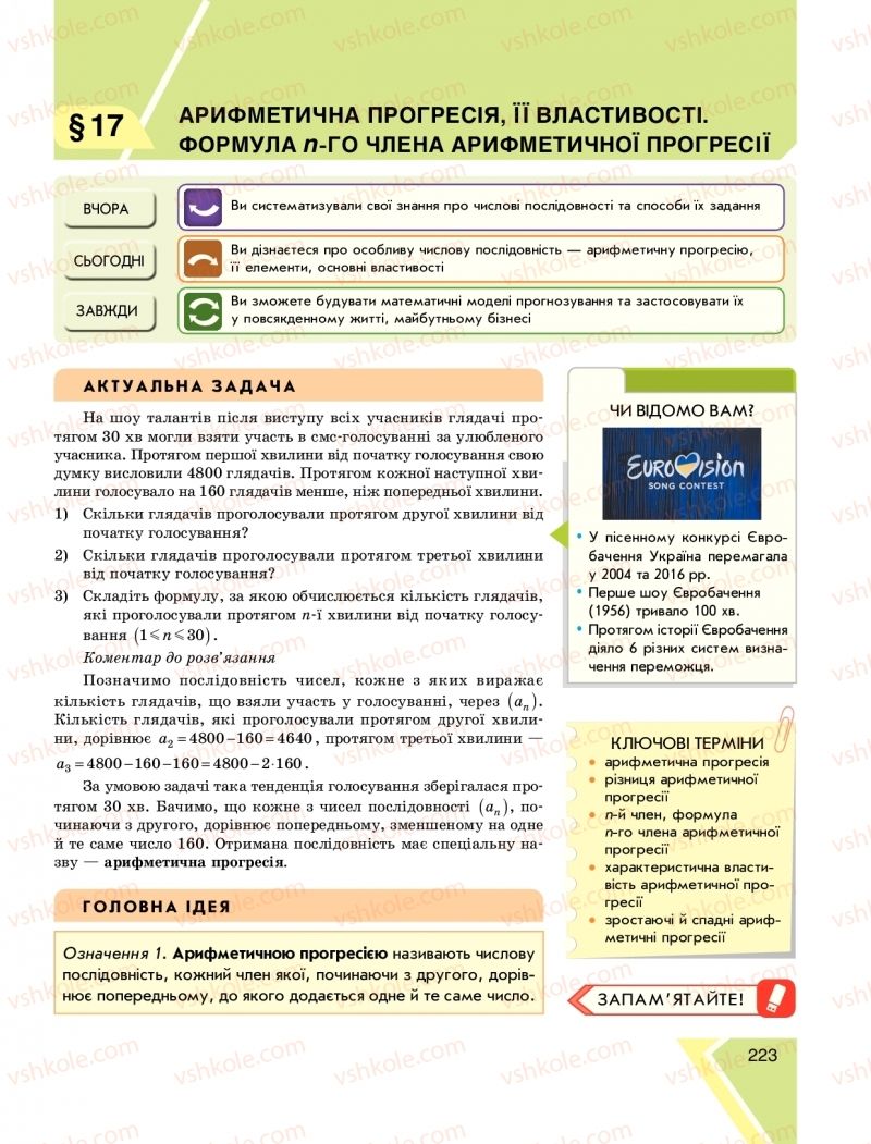 Страница 223 | Підручник Алгебра 9 клас Н.С. Прокопенко, Ю.О. Захарійченко, Н.Л. Кінащук 2017