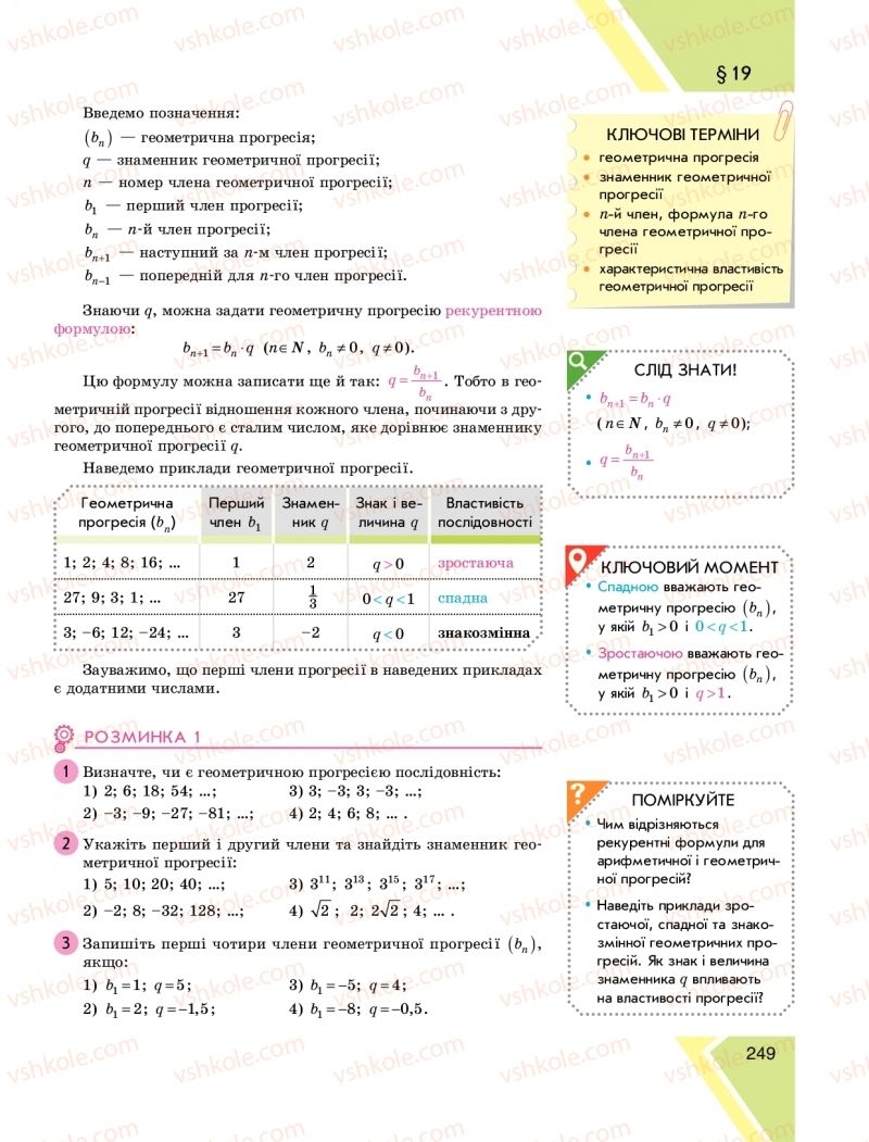 Страница 249 | Підручник Алгебра 9 клас Н.С. Прокопенко, Ю.О. Захарійченко, Н.Л. Кінащук 2017