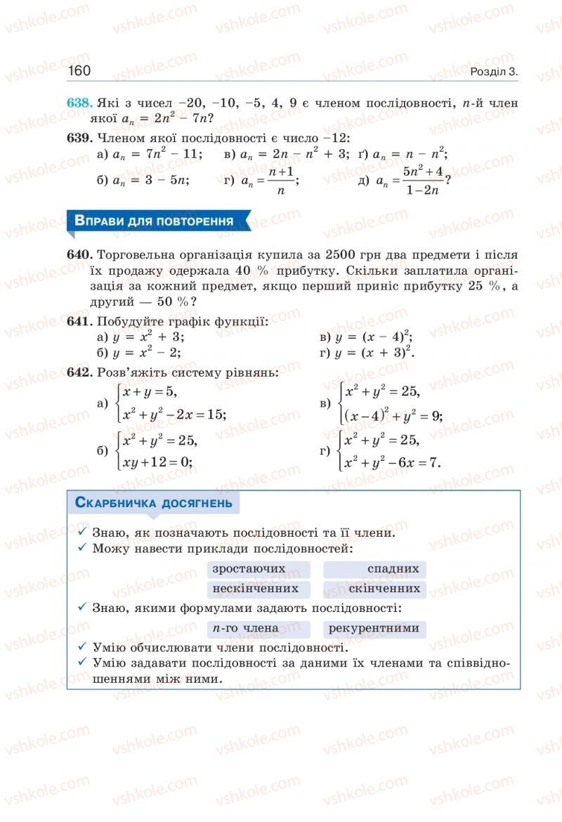 Страница 160 | Підручник Алгебра 9 клас Г.П. Бевз, В.Г. Бевз 2017