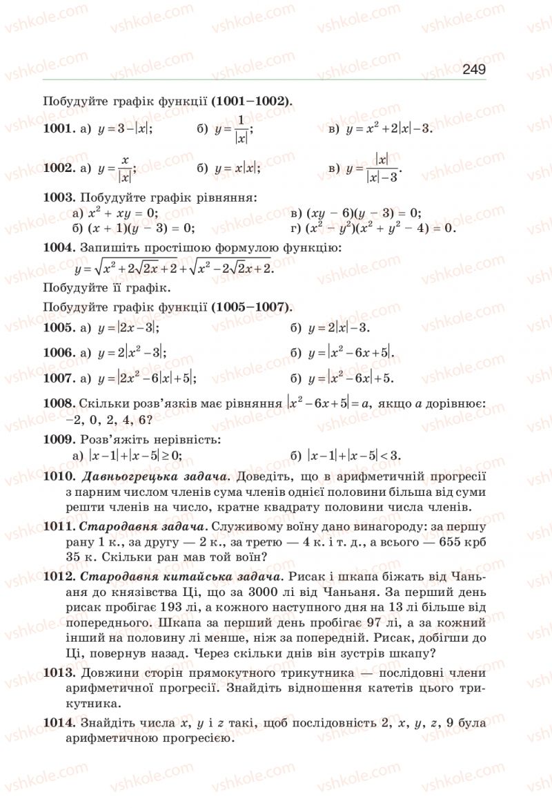 Страница 249 | Підручник Алгебра 9 клас Г.П. Бевз, В.Г. Бевз 2017