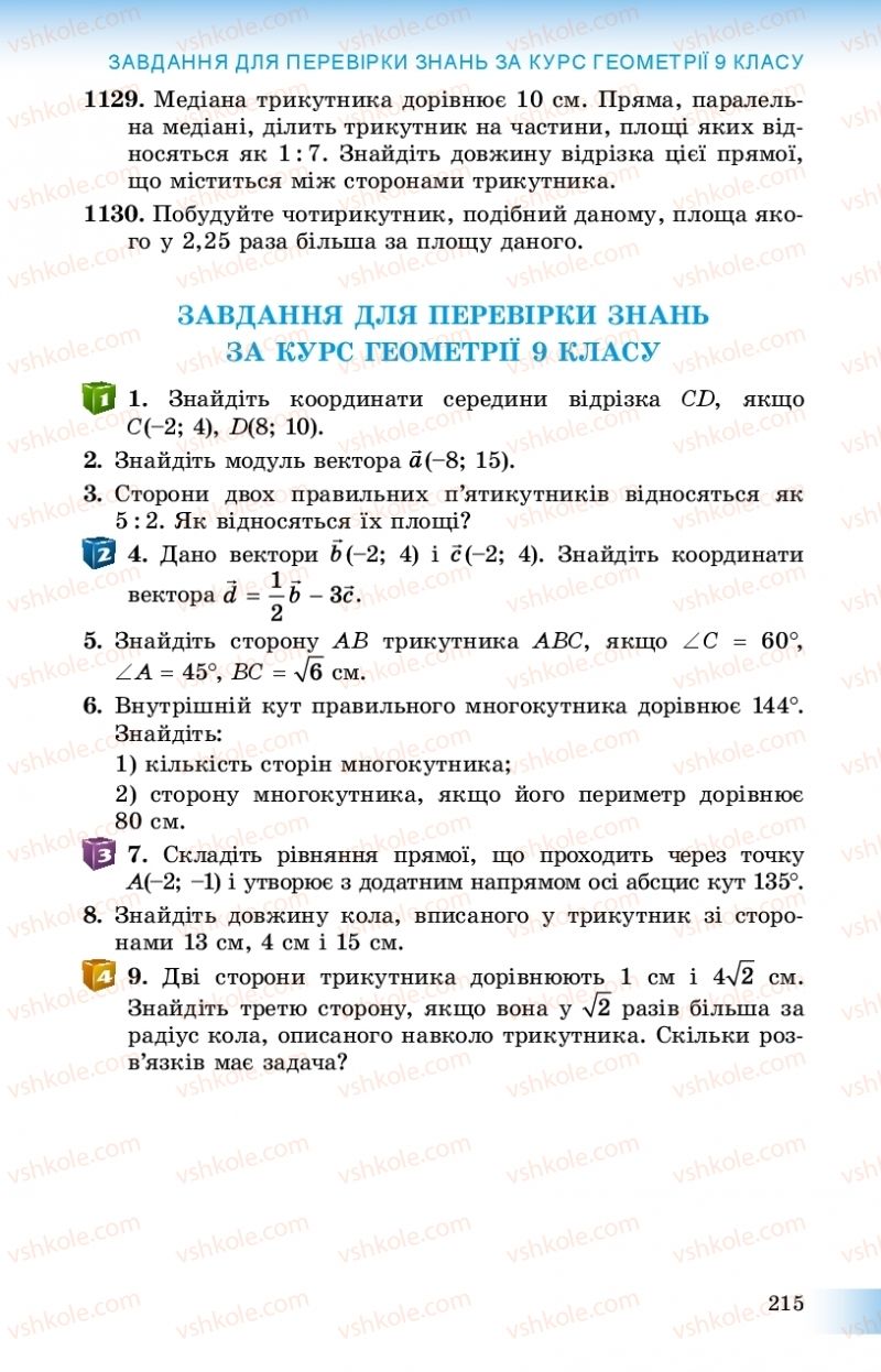 Страница 215 | Підручник Геометрія 9 клас О.С. Істер 2017