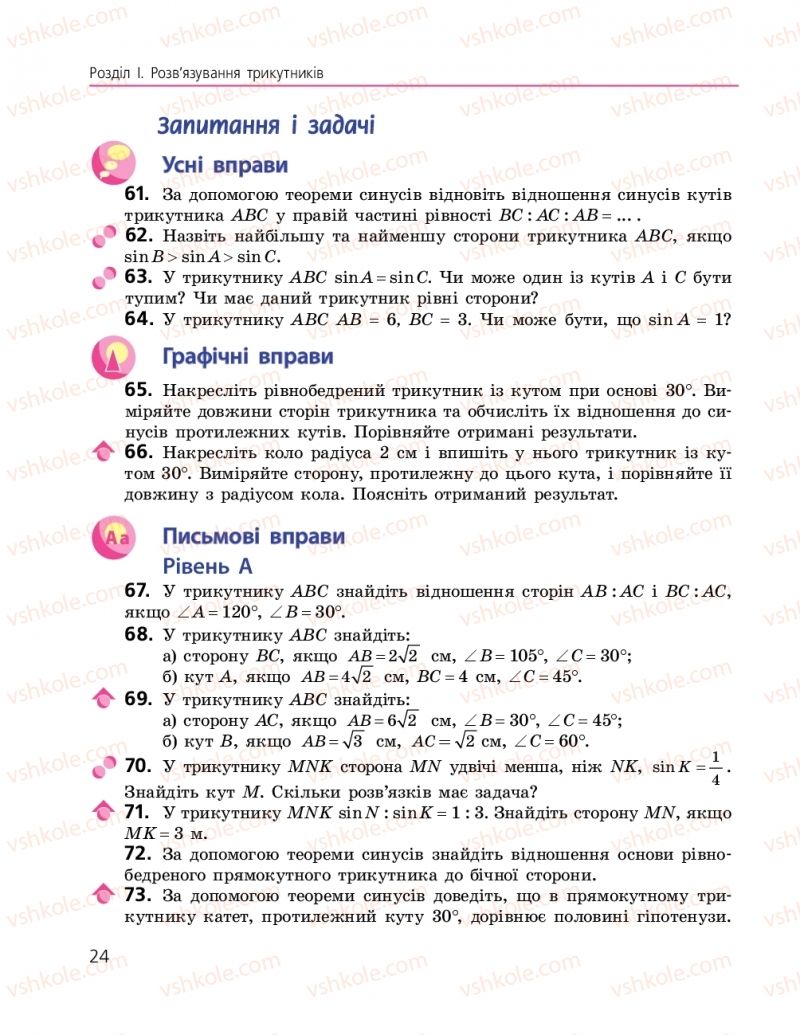 Страница 24 | Підручник Геометрія 9 клас А.П. Єршова, В.В. Голобородько, О.Ф. Крижановський, С.В. Єршов 2017
